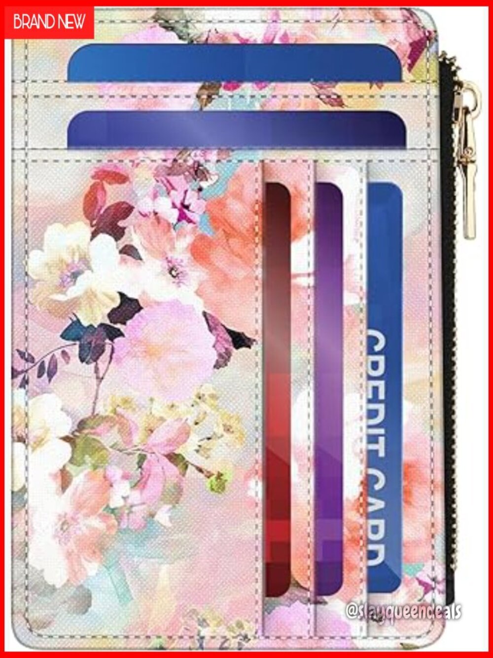 Ultra Thin RFID Women's Wallet, 6 Card Slots, Zipper Pocket, PU Leather
